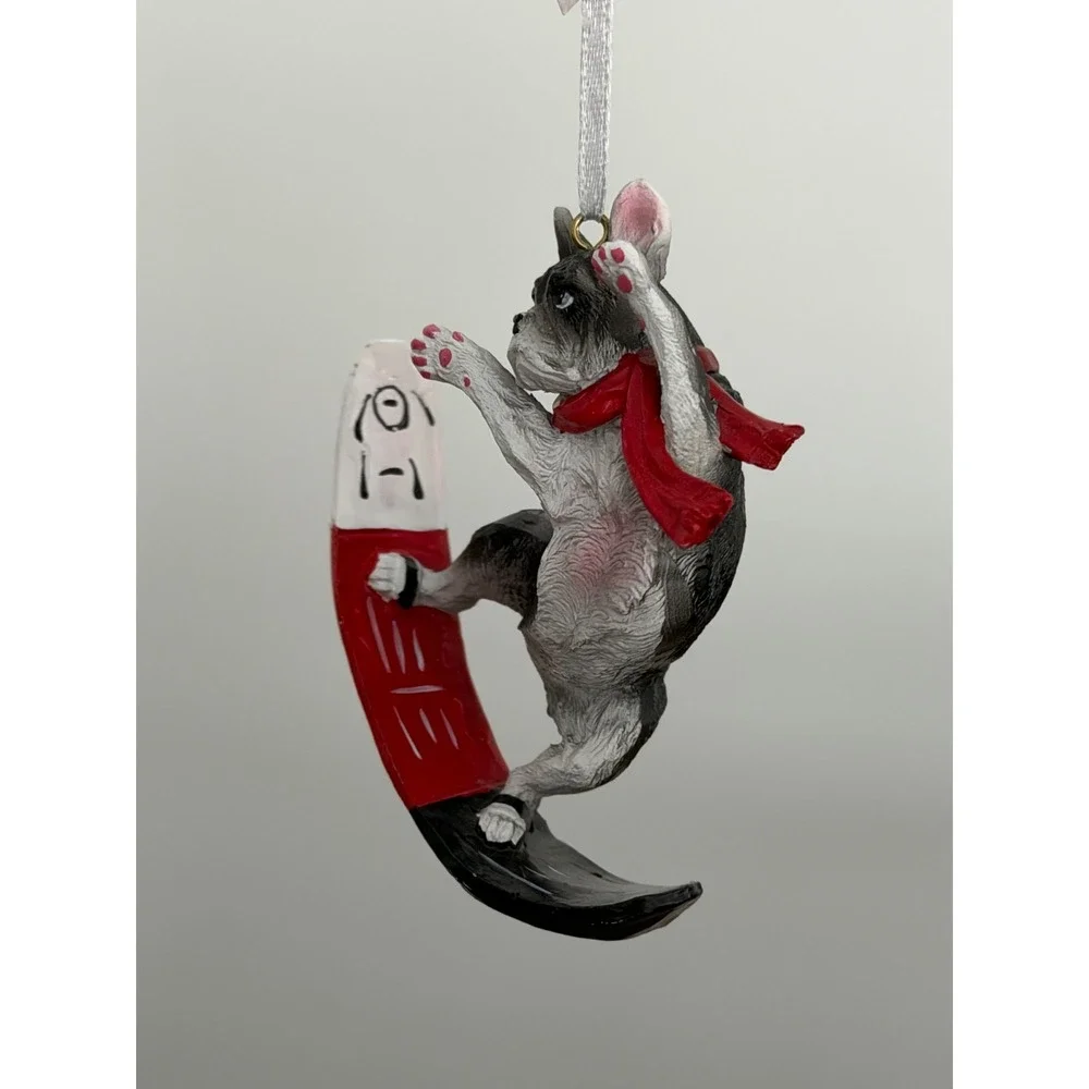 Dog Snowboarding Boston Terrier Christmas Ornament Boston Terrier 4.12